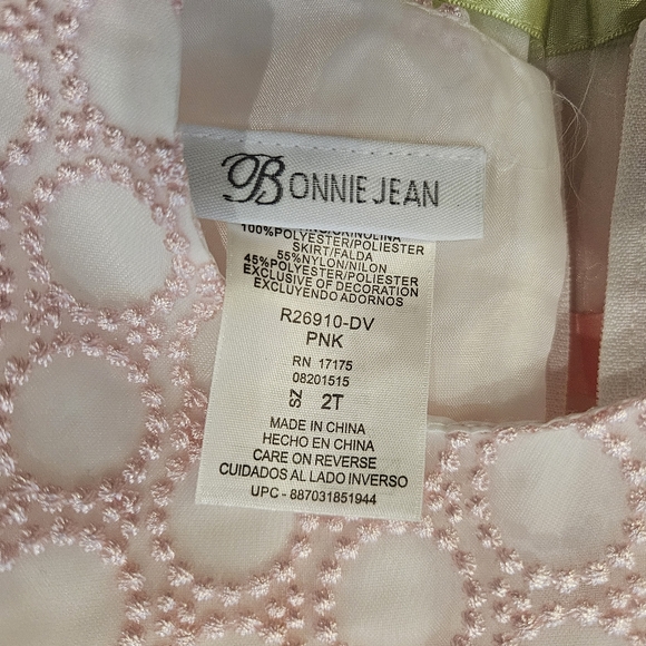 Bonnie Jean Satin Ribbon Dress Pink & Green Size 2T - Picture 14 of 15